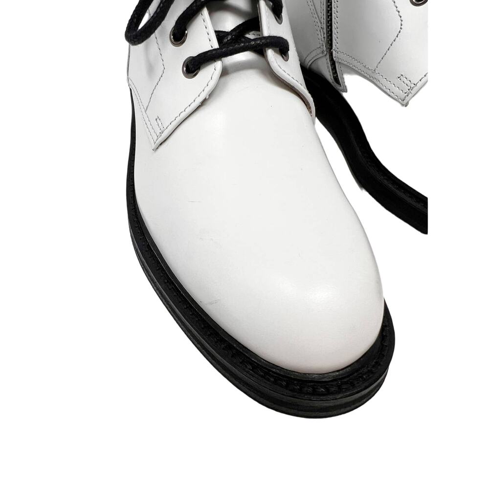 AllSaints Brigade White Leather Combat Buckle Lace Up Ankle Strap Boot EU 36 - Picture 8 of 12